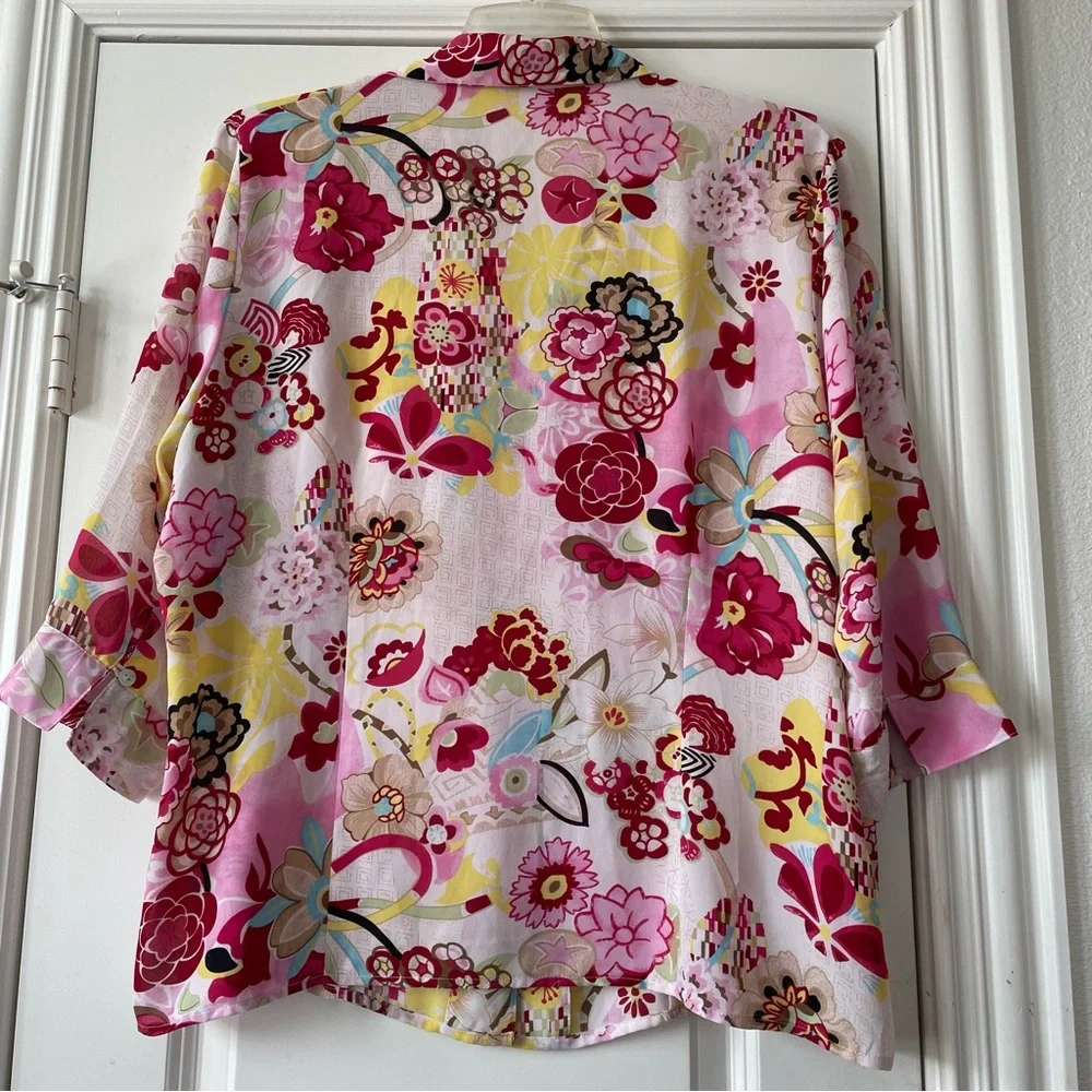 Belissimo Pink Floral Blouse Size 1X - Picture 4 of 10
